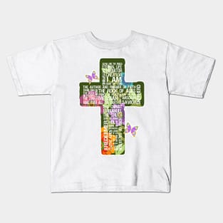 Floral Jesus Names Cross Kids T-Shirt